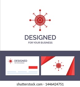 Creative Business Card and Logo template Focus, Board, Dart, Arrow, Target Vector Illustration