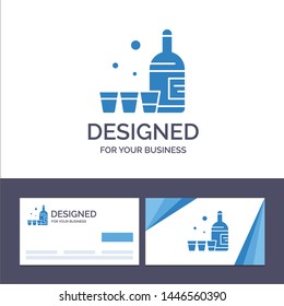 Creative Business Card and Logo template Drink, Bottle, Glass, Ireland Vector Illustration