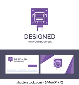 Creative Business Card and Logo template Bus, Stop, Sign, Public Vector Illustration