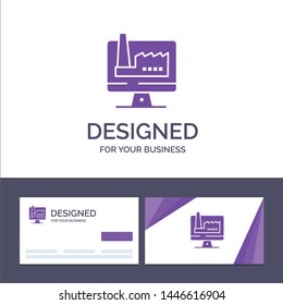 Creative Business Card and Logo template Computer, Building, Monitor, Factory Vector Illustration