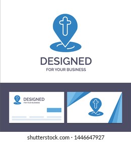 Creative Business Card and Logo template Location, Map, Easter, Pin Vector Illustration