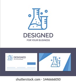 Creative Business Card and Logo template Flask, Tube, Lab, Science Vector Illustration