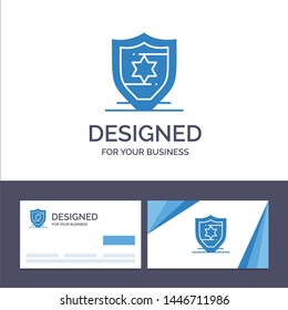Creative Business Card and Logo template American, Protection, Shield Vector Illustration