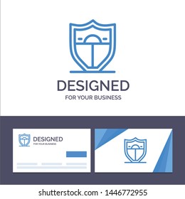 Creative Business Card and Logo template Shield, Security, Motivation Vector Illustration