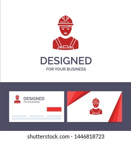 Creative Business Card and Logo template Worker, Industry, Avatar, Engineer, Supervisor Vector Illustration