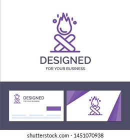 Creative Business Card and Logo template Bonfire, Campfire, Camping, Fire Vector Illustration