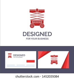 Creative Business Card and Logo template Lift, Forklift, Warehouse, Lifter,  Vector Illustration