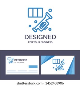 Creative Business Card and Logo template Brass, Horn, Instrument, Music, Trumpet Vector Illustration