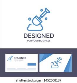 Creative Business Card and Logo template Construction, Shovel, Tool Vector Illustration