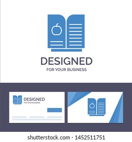Creative Business Card and Logo template Book Apple, Science Vector Illustration