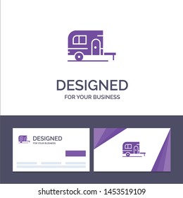 Creative Business Card and Logo template Caravan, Camping, Camp, Travel Vector Illustration