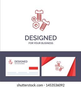Creative Business Card and Logo template Bolt, Nut, Screw, Tools Vector Illustration