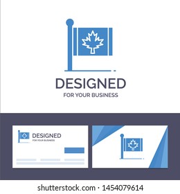 Creative Business Card and Logo template Flag, Autumn, Canada, Leaf, Maple Vector Illustration
