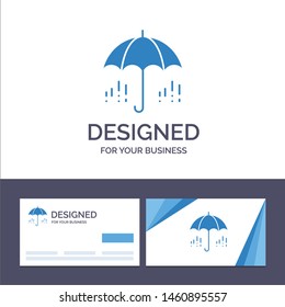 Creative Business Card and Logo template Umbrella, Rain, Weather, Spring Vector Illustration. Vector Icon Template background