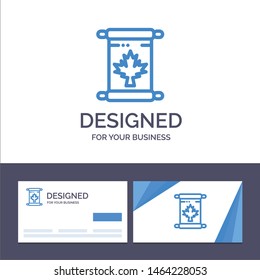 Creative Business Card and Logo template Note, Autumn, Canada, Leaf Vector Illustration. Vector Icon Template background