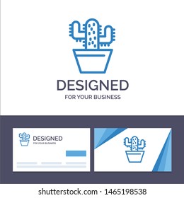 Creative Business Card and Logo template Cactus, Nature, Pot, Spring Vector Illustration. Vector Icon Template background