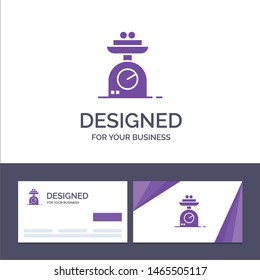 Creative Business Card and Logo template Machine, Scale, Weighing, Weight Vector Illustration. Vector Icon Template background