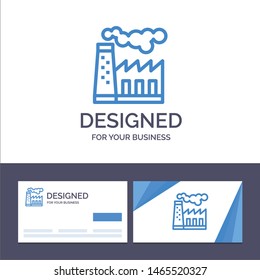 Creative Business Card and Logo template Factory, Pollution, Production, Smoke Vector Illustration. Vector Icon Template background