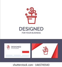 Creative Business Card and Logo template Growing, Money, Success, Pot, Plant Vector Illustration. Vector Icon Template background