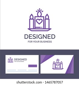 Creative Business Card and Logo template Candle, Love, Heart, Wedding Vector Illustration. Vector Icon Template background