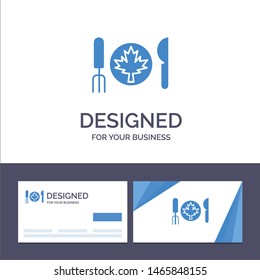 Creative Business Card and Logo template Dinner, Autumn, Canada, Leaf Vector Illustration. Vector Icon Template background