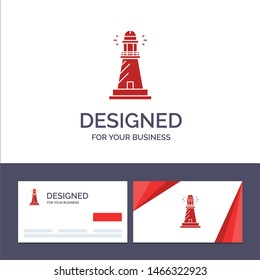 Creative Business Card and Logo template Lighthouse, House, Light, Beach, Ocean Vector Illustration. Vector Icon Template background