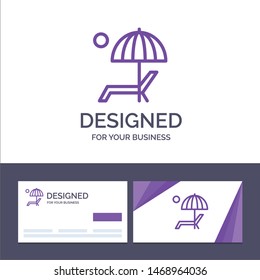 Creative Business Card and Logo template Beach, Umbrella, Bench, Enjoy, Summer Vector Illustration. Vector Icon Template background