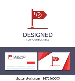 Creative Business Card and Logo template Success, Achieve, Business, Flag, Goal, Mark, Sign Vector Illustration. Vector Icon Template background