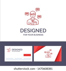 Creative Business Card and Logo template Man, Manager, Sms, Chat, Popup Vector Illustration. Vector Icon Template background