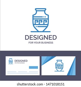 Creative Business Card and Logo template Amphora, Ancient Jar, Greece, Jar Vector Illustration. Vector Icon Template background