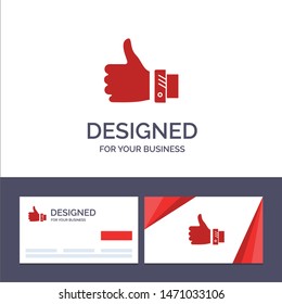 Creative Business Card and Logo template Like, Business, Finger, Hand, Solution, Thumbs Vector Illustration. Vector Icon Template background