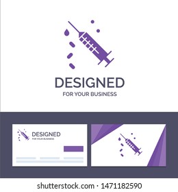 Creative Business Card and Logo template Injection, Syringe, Vaccine, Treatment Vector Illustration. Vector Icon Template background