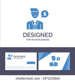 Creative Business Card and Logo template Man, Work, Job, Dollar Vector Illustration. Vector Icon Template background