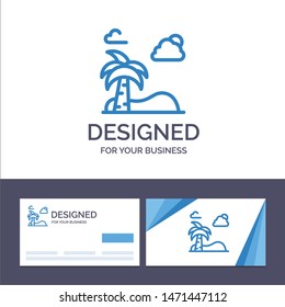 Creative Business Card and Logo template Beach, Palm, Tree, Spring Vector Illustration