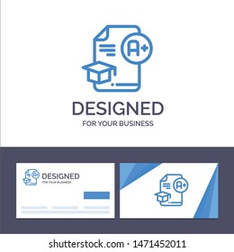 Creative Business Card and Logo template Document, Cap, Education, Graduation, A+ Vector Illustration