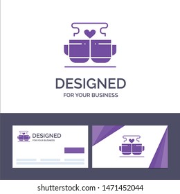 Creative Business Card and Logo template Cup, Coffee, Love, Heart, Valentine Vector Illustration