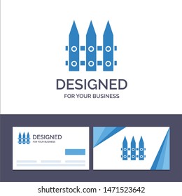 Creative Business Card and Logo template Fence, Garden, Gardening, Spring Vector Illustration