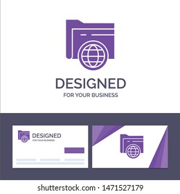 Creative Business Card and Logo template Folder, Storage, Fie, Globe Vector Illustration