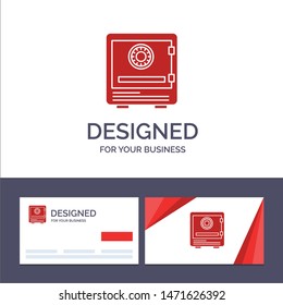 Creative Business Card and Logo template Safe, Bank, Deposit, Lock, Money, Safety, Security Vector Illustration