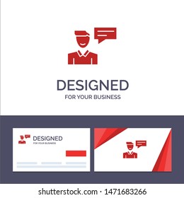 Creative Business Card and Logo template Chat, Message, Popup, Man, Conversation Vector Illustration