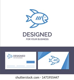 Creative Business Card and Logo template Beach, Coast, Fish, Sea Vector Illustration