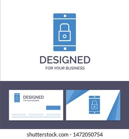 Creative Business Card and Logo template Application, Lock, Lock Application, Mobile, Mobile Application Vector Illustration