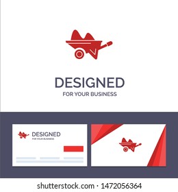 Creative Business Card and Logo template Wheelbarrow, Barrow, Farm, Garden, Gardening, Tools Vector Illustration