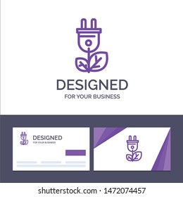 Creative Business Card and Logo template Biomass, Energy, Plug, Power Vector Illustration