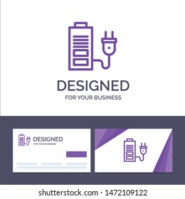 Creative Business Card and Logo template Accumulator, Battery, Power, Plug Vector Illustration