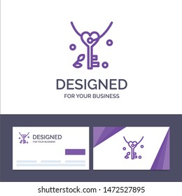 Creative Business Card and Logo template Key, Love, Heart, Wedding Vector Illustration