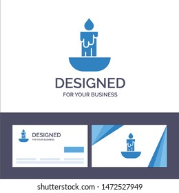 Creative Business Card and Logo template Candle, Fire, Easter, Holiday Vector Illustration