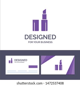 Creative Business Card and Logo template Lipstick, Makeup Vector Illustration
