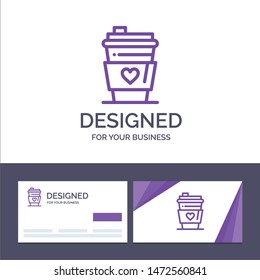 Creative Business Card and Logo template Glass, Drink, Love, Wedding Vector Illustration