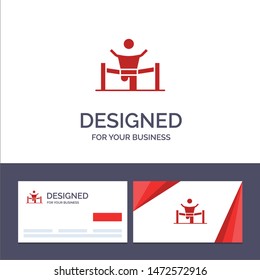 Creative Business Card and Logo template Winner, Business, Finish, Leader, Leadership, Man, Race Vector Illustration